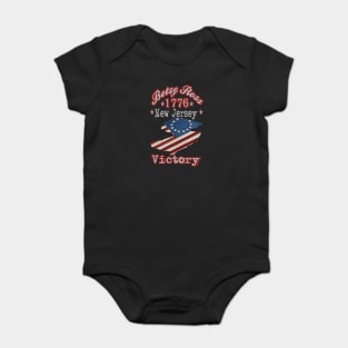 Retro Vintage Betsy Ross Flag New Jersey State 1776 Victory, Great Distressed Patriotic America Flag Gift Baby Bodysuit